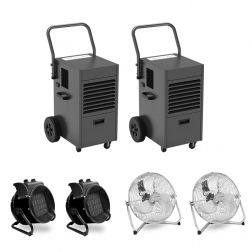 Vermietung Paket 2-Raum-Trocknung (z.B. Wasserschaden - Keller) 2 Stk. Bautrockner 60l 2 Stk. Ventilatoren 2 Stk. Heizgeräte 3kW